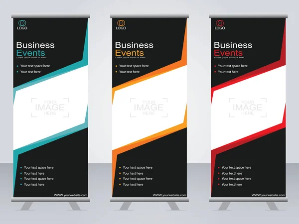 Business Banner Roll Set Standee Banner Template Modern Banner — Stock Vector