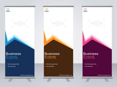 Ticari afişler asılıyor Standee bayrağı modern pankartın şablonu.