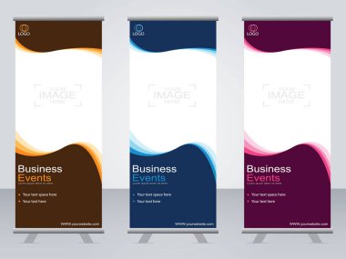 Ticari afişler asılıyor Standee bayrağı modern pankartın şablonu.