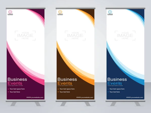 Banner Negocios Roll Set Standee Banner Template Banner Moderno — Vector de stock