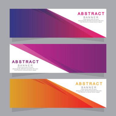 Vektör tasarım web pankartı şablonu. Web Tasarım Elementleri - Başlık Tasarımı. Gri arkaplan üzerine soyut geometrik web afişi şablonu. Modern pankart.