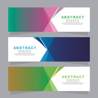 Vektör tasarım web pankartı şablonu. Web Tasarım Elementleri - Başlık Tasarımı. Gri arkaplan üzerine soyut geometrik web afişi şablonu. Modern pankart.