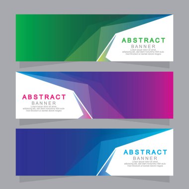 Vektör tasarım web pankartı şablonu. Web Tasarım Elementleri - Başlık Tasarımı. Gri arkaplan üzerine soyut geometrik web afişi şablonu. Modern pankart.