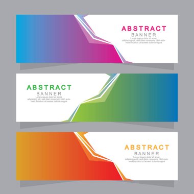 Vektör tasarım web pankartı şablonu. Web Tasarım Elementleri - Başlık Tasarımı. Gri arkaplan üzerine soyut geometrik web afişi şablonu. Modern pankart.