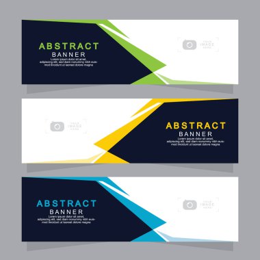 Vektör tasarım web pankartı şablonu. Web Tasarım Elementleri - Başlık Tasarımı. Gri arkaplan üzerine soyut geometrik web afişi şablonu. Modern pankart.