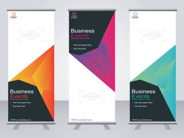 Ticari afişler asılıyor Standee bayrağı modern pankartın şablonu.