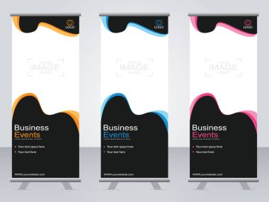 Ticari afişler asılıyor Standee bayrağı modern pankartın şablonu.