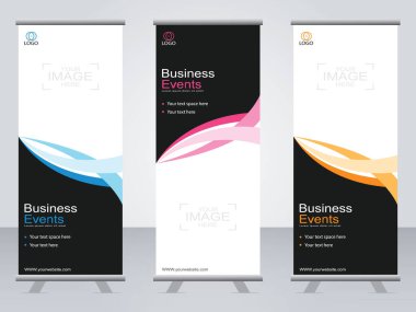 Ticari afişler asılıyor Standee bayrağı modern pankartın şablonu.