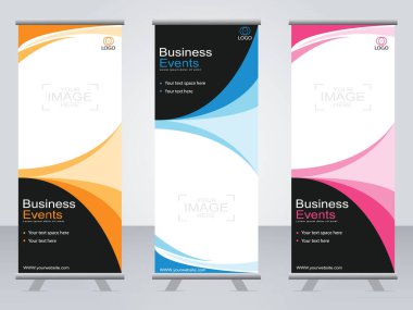 Ticari afişler asılıyor Standee bayrağı modern pankartın şablonu.