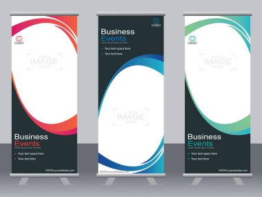 Ticari afişler asılıyor Standee bayrağı modern pankartın şablonu.