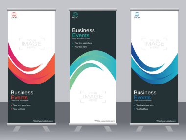 Ticari afişler asılıyor Standee bayrağı modern pankartın şablonu.