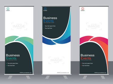 Ticari afişler asılıyor Standee bayrağı modern pankartın şablonu.