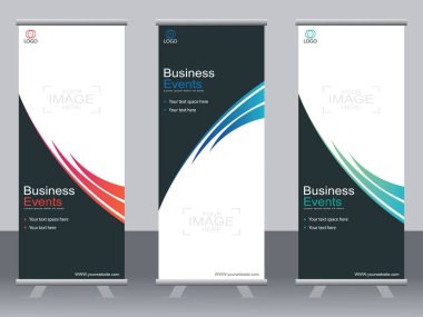 Ticari afişler asılıyor Standee bayrağı modern pankartın şablonu.