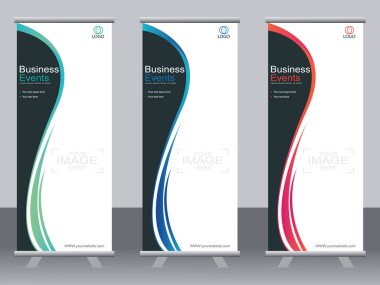 Ticari afişler asılıyor Standee bayrağı modern pankartın şablonu.