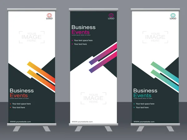 Business Banner Roll Set Standee Banner Template Banner Moderno — Vettoriale Stock