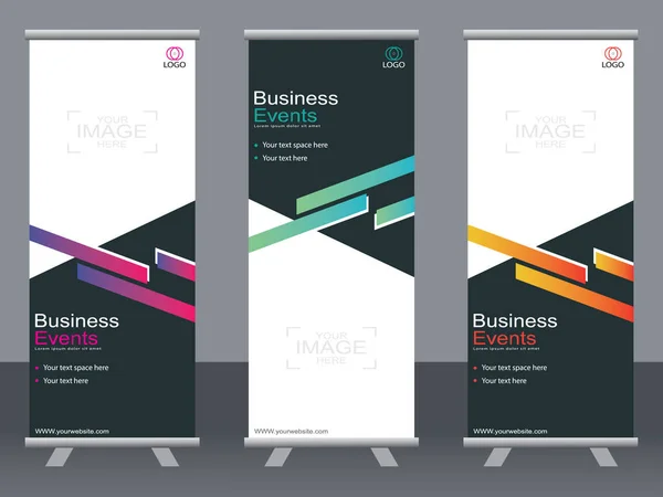 Business Banner Aufrollen Set Standee Banner Vorlage Modernes Banner — Stockvektor