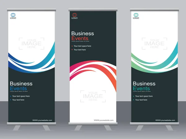 Business Banner Roll Set Standee Banner Πρότυπο Modern Banner — Διανυσματικό Αρχείο