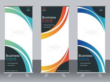 Ticari afişler asılıyor Standee bayrağı modern pankartın şablonu.