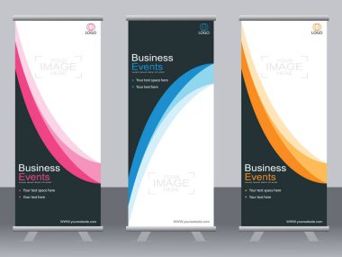 Ticari afişler asılıyor Standee bayrağı modern pankartın şablonu.