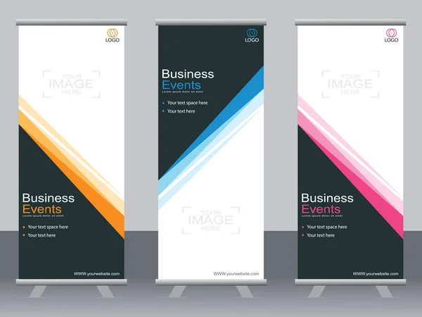 Business Banner Aufrollen Set Standee Banner Vorlage Modernes Banner — Stockvektor