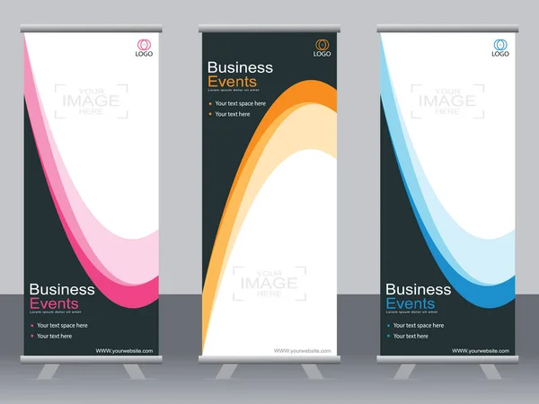 Business Banner Roll Set Standee Modèle Bannière — Image vectorielle