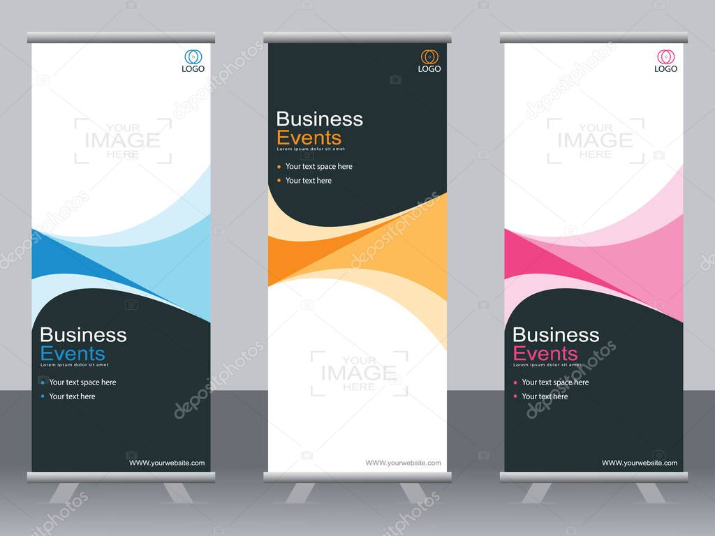 Business banner roll up set standee banner template.