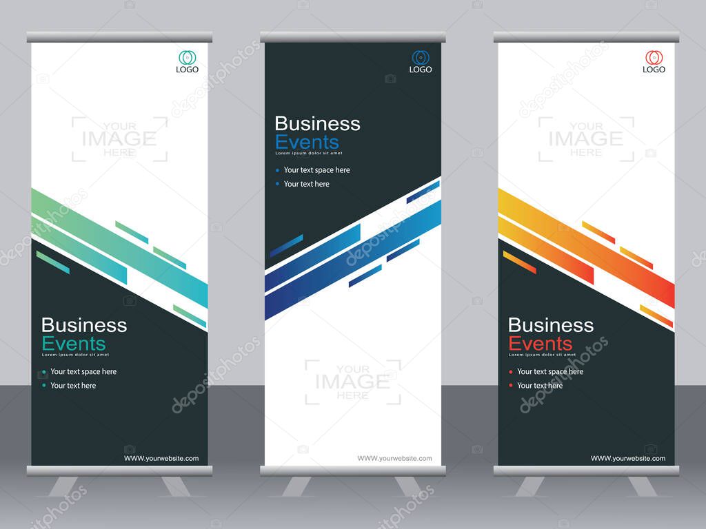 Business banner roll up set standee banner template.