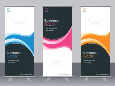 Ticari afişler asılıyor Standee bayrağı modern pankartın şablonu.