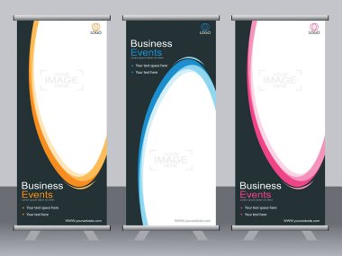 Ticari afişler asılıyor Standee bayrağı modern pankartın şablonu.