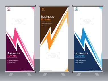 Ticari afişler asılıyor Standee bayrağı modern pankartın şablonu.