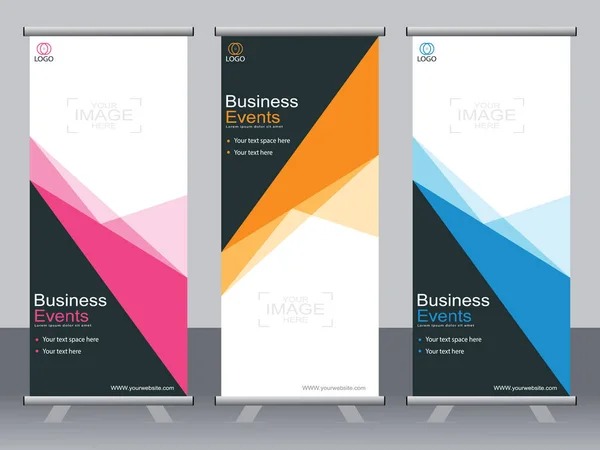 Banner Negócios Roll Set Standee Banner Template Banner Moderno —  Vetores de Stock