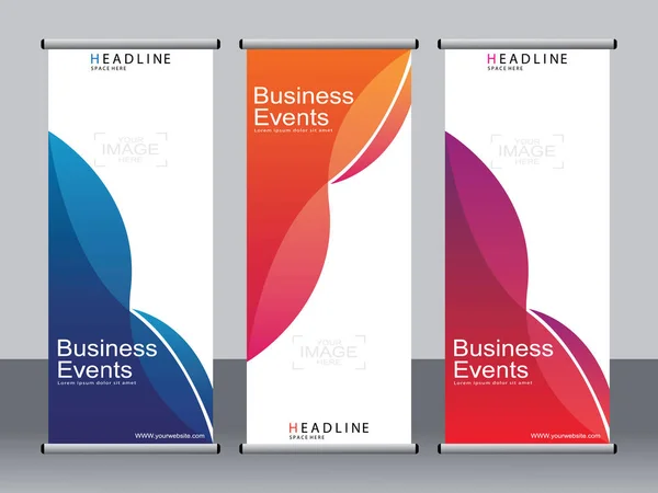 Banner Negócios Roll Set Modelo Banner Standee Banner Moderno — Vetor de Stock