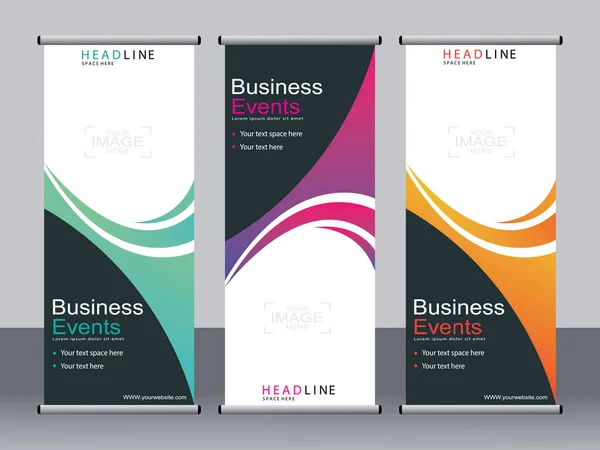 Banner Negócios Roll Set Modelo Banner Standee Banner Moderno — Vetor de Stock