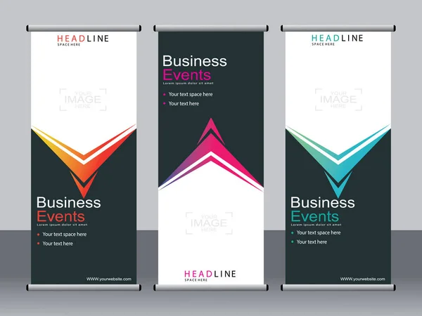 Banner Negócios Roll Set Modelo Banner Standee Banner Moderno — Vetor de Stock