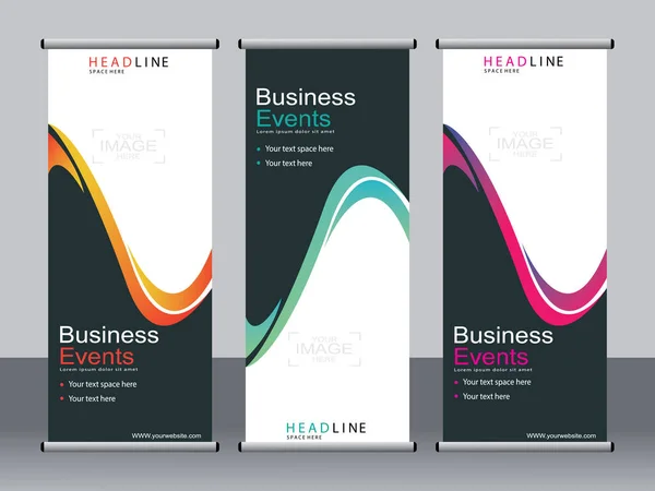 Business Banner Aufrollen Set Standee Banner Vorlage Modernes Banner — Stockvektor