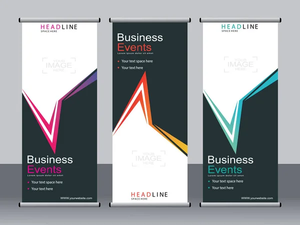 Business Banner Aufrollen Set Standee Banner Vorlage Modernes Banner — Stockvektor