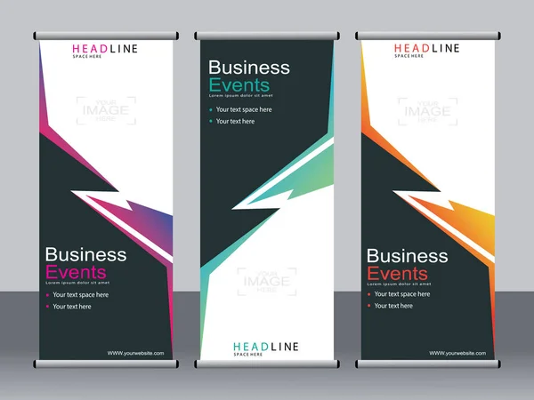 Business Banner Aufrollen Set Standee Banner Vorlage Modernes Banner — Stockvektor