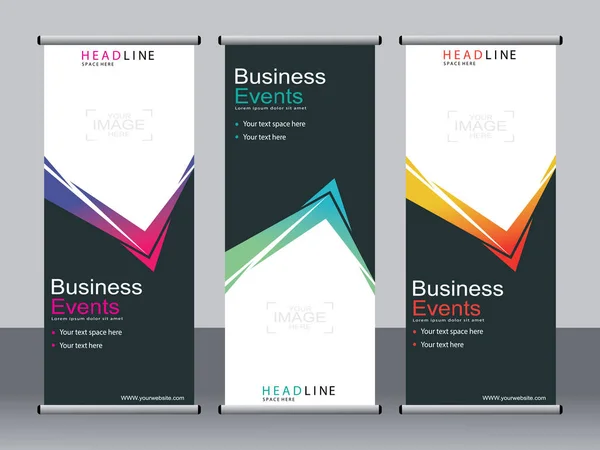 Banner Negócios Roll Set Standee Banner Template Banner Moderno — Vetor de Stock