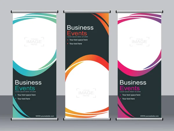 Banner Negocios Roll Set Standee Banner Template Banner Moderno — Archivo Imágenes Vectoriales