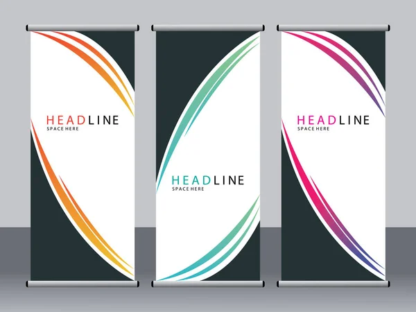 Business Banner Aufrollen Set Standee Banner Vorlage Modernes Banner — Stockvektor