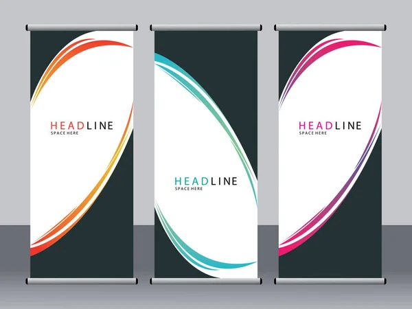 Business Banner Aufrollen Set Standee Banner Vorlage Modernes Banner — Stockvektor