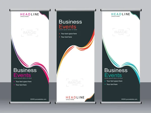 Banner Negócios Roll Set Standee Banner Template Banner Moderno — Vetor de Stock