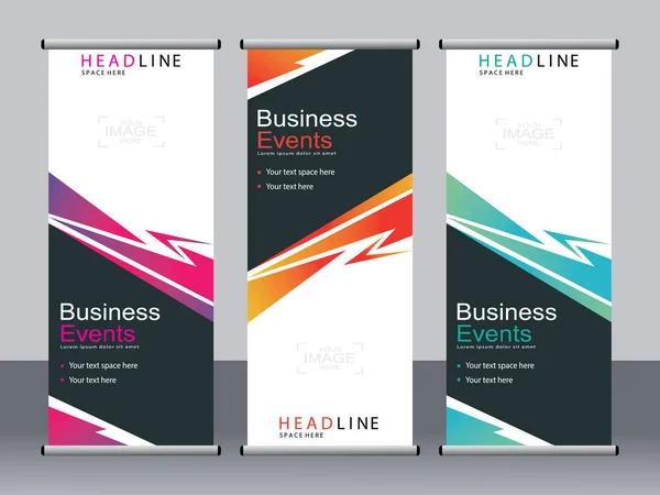 Business Banner Aufrollen Set Standee Banner Vorlage Modernes Banner — Stockvektor