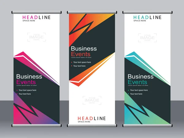 Business Banner Aufrollen Set Standee Banner Vorlage Modernes Banner — Stockvektor