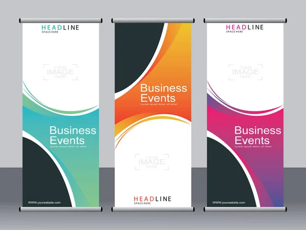 Banner Negócios Roll Set Standee Banner Template Banner Moderno — Vetor de Stock