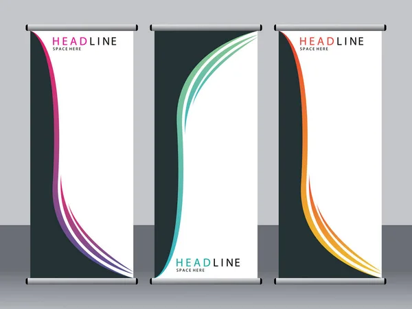 Banner Negócios Roll Set Standee Banner Template Banner Moderno — Vetor de Stock