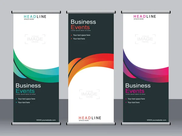 Banner Negócios Roll Set Standee Banner Template Banner Moderno — Vetor de Stock