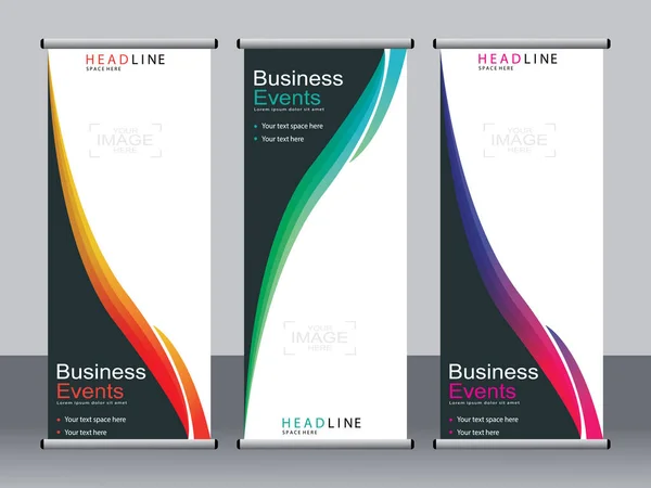 Business Banner Aufrollen Set Standee Banner Vorlage Modernes Banner — Stockvektor