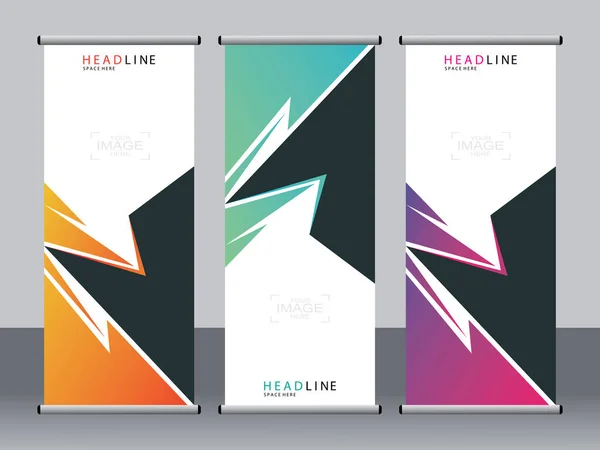 Banner Negócios Roll Set Standee Banner Template Banner Moderno —  Vetores de Stock