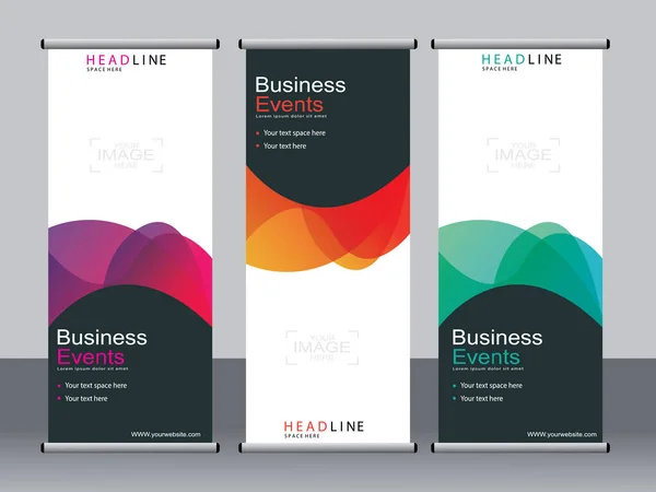 Banner Negócios Roll Set Standee Banner Template Banner Moderno — Vetor de Stock